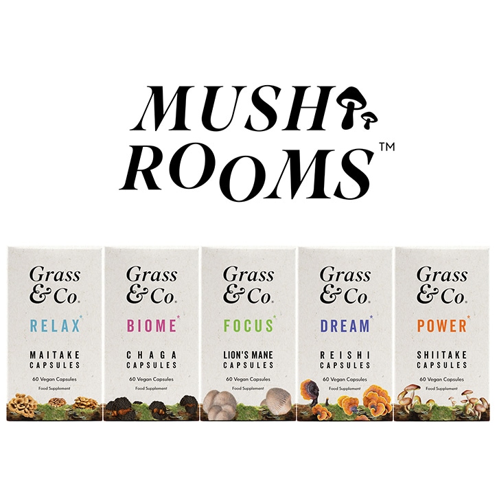 Grass & Co. RELAX Maitake Mushrooms with Ashwagandha + Magnesium 60 Vegan Capsules